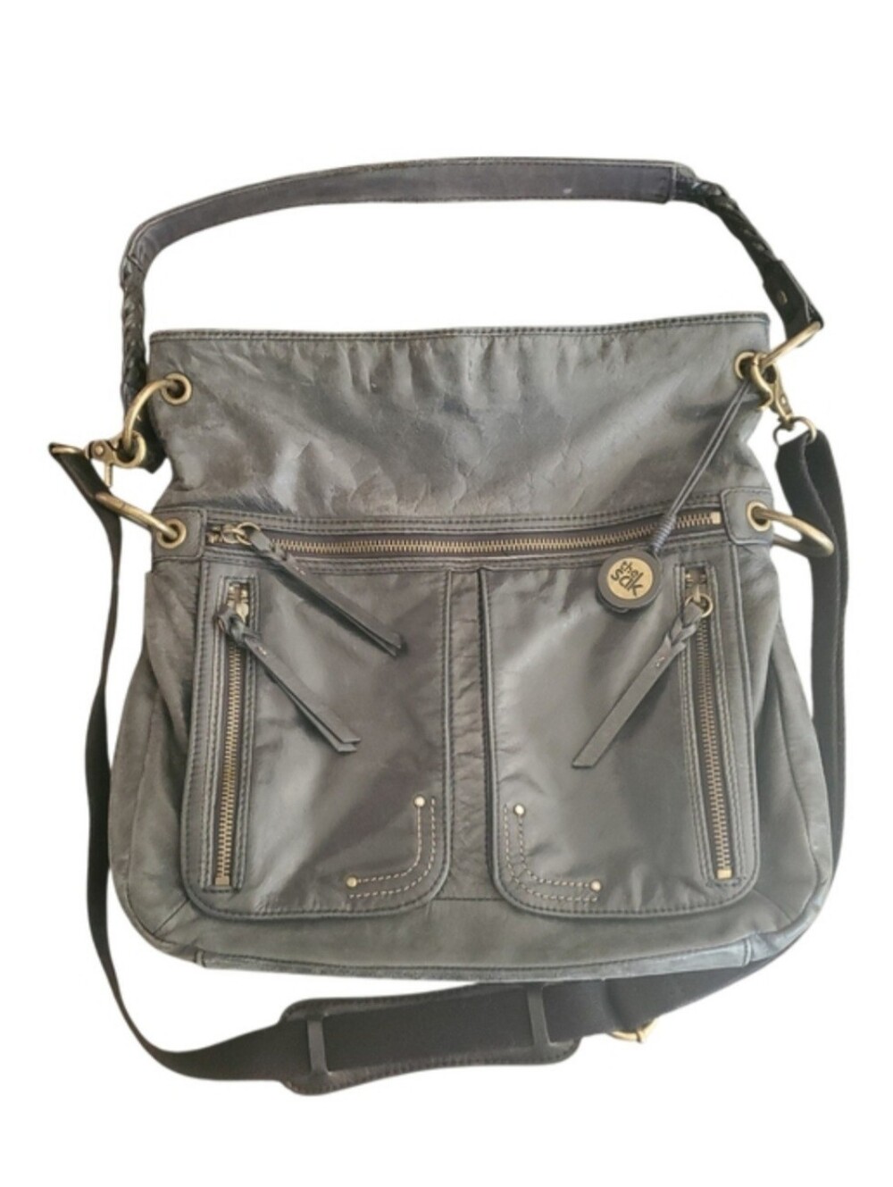 The Sak Black Leather Shoulder Bag with Gold Accents - Picture 7 of 7